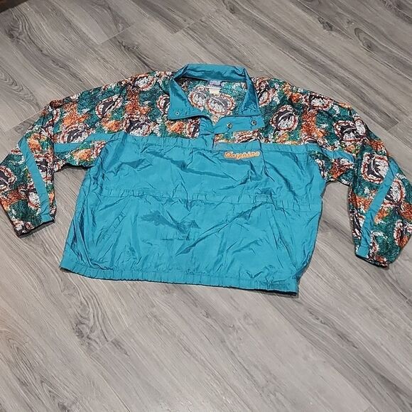 VINTAGE RARE Dolphins Pullover 90's Apex Windbreaker Jacket - Picture 2 of 13
